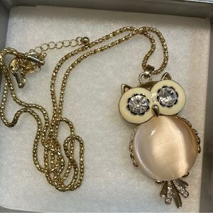 Alloy Rhinestone Statement Snowflake Shape Eye Owl Pendant Necklace NWOT